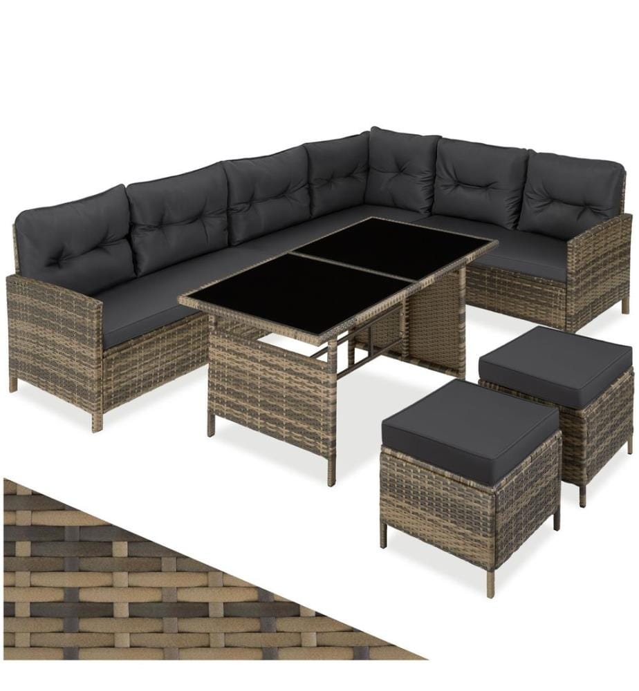 Canapé de jardin BARLETTA modulable - marron naturel