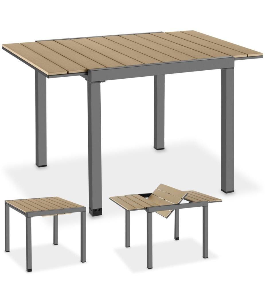 Gartentisch Inca Aluminium, ausziehbar, Holzoptik - schwarzbraun
