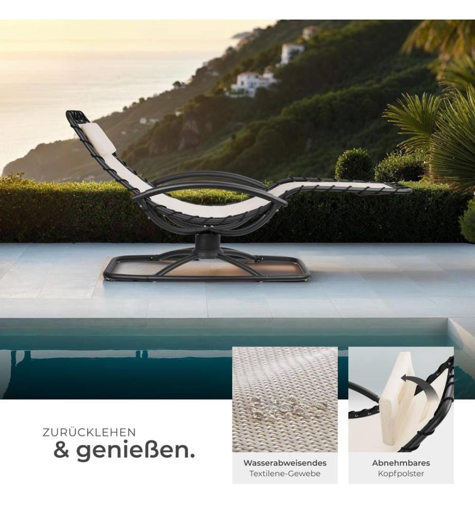 Gartenliege Toulon, ergonomisch, Schwingfunktion - beige, 2er Set