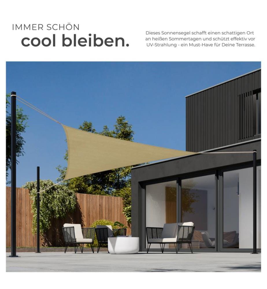 Polyethylen Sonnensegel dreieckig beige - 3,6 x 3,6 x 3,6 m