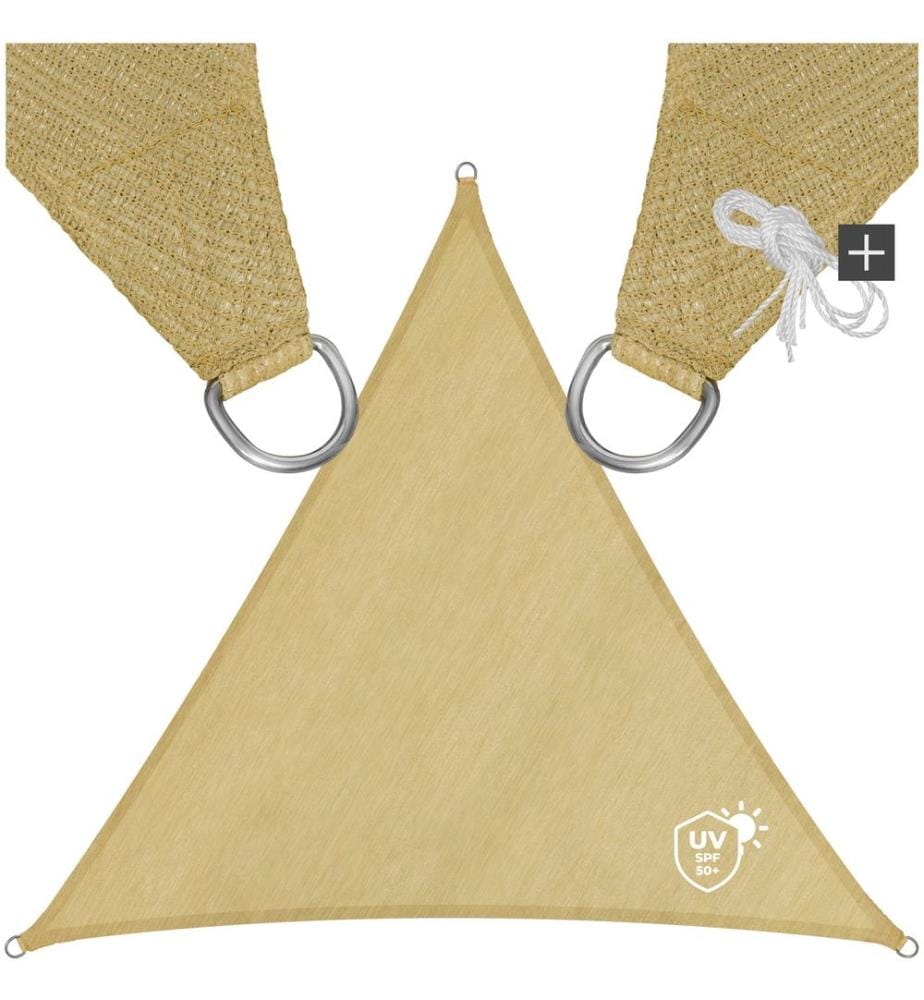 Polyethylen Sonnensegel dreieckig beige - 6 x 6 x 6 m