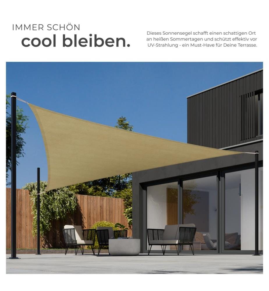 Polyethylen Sonnensegel dreieckig beige - 6 x 6 x 6 m