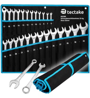 25 Clés Mixtes en Acier Carbone 6 mm - 32 mm 1 Trousse - noirbleu