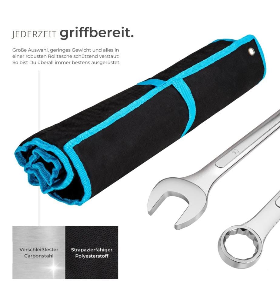 25 Clés Mixtes en Acier Carbone 6 mm - 32 mm 1 Trousse - noirbleu