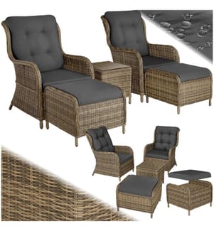 Ensemble de salon en rotin et aluminium Benissa 22 - marron naturel