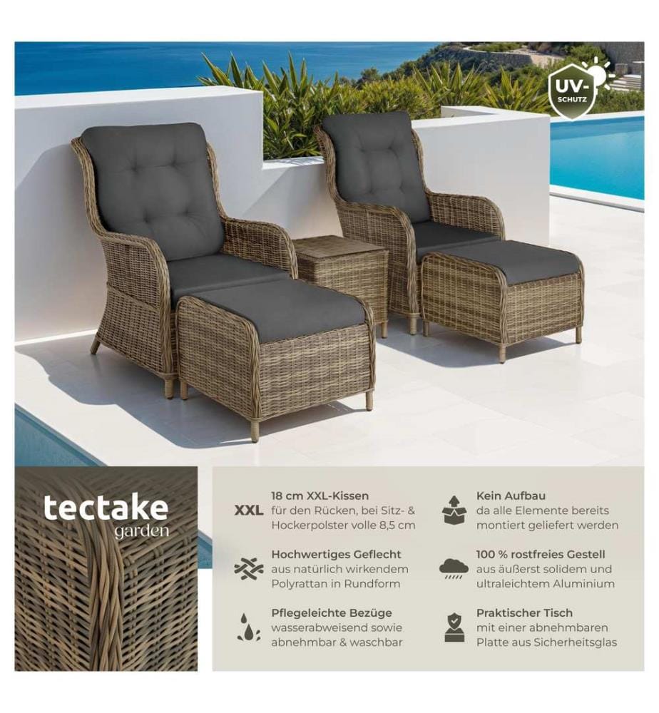 Ensemble de salon en rotin et aluminium Benissa 22 - marron naturel