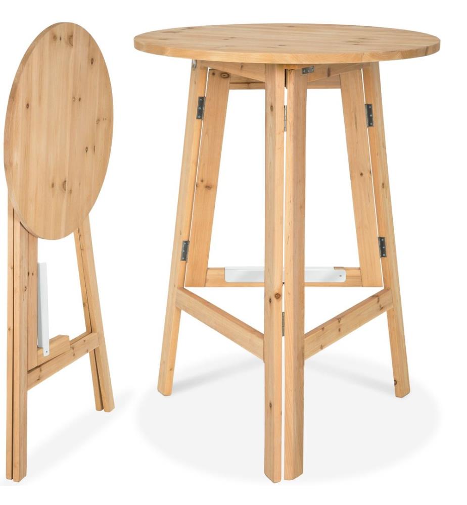 Table haute pour fête en bois massif pliante 79x110 cm - marron