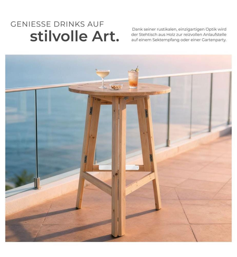 Table haute pour fête en bois massif pliante 79x110 cm - marron