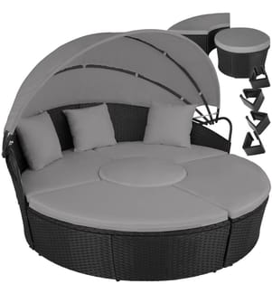 Bain de soleil rond modulable SANTORIN - noir