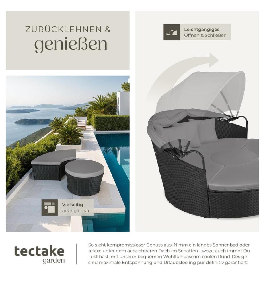 Bain de soleil rond modulable SANTORIN - noir