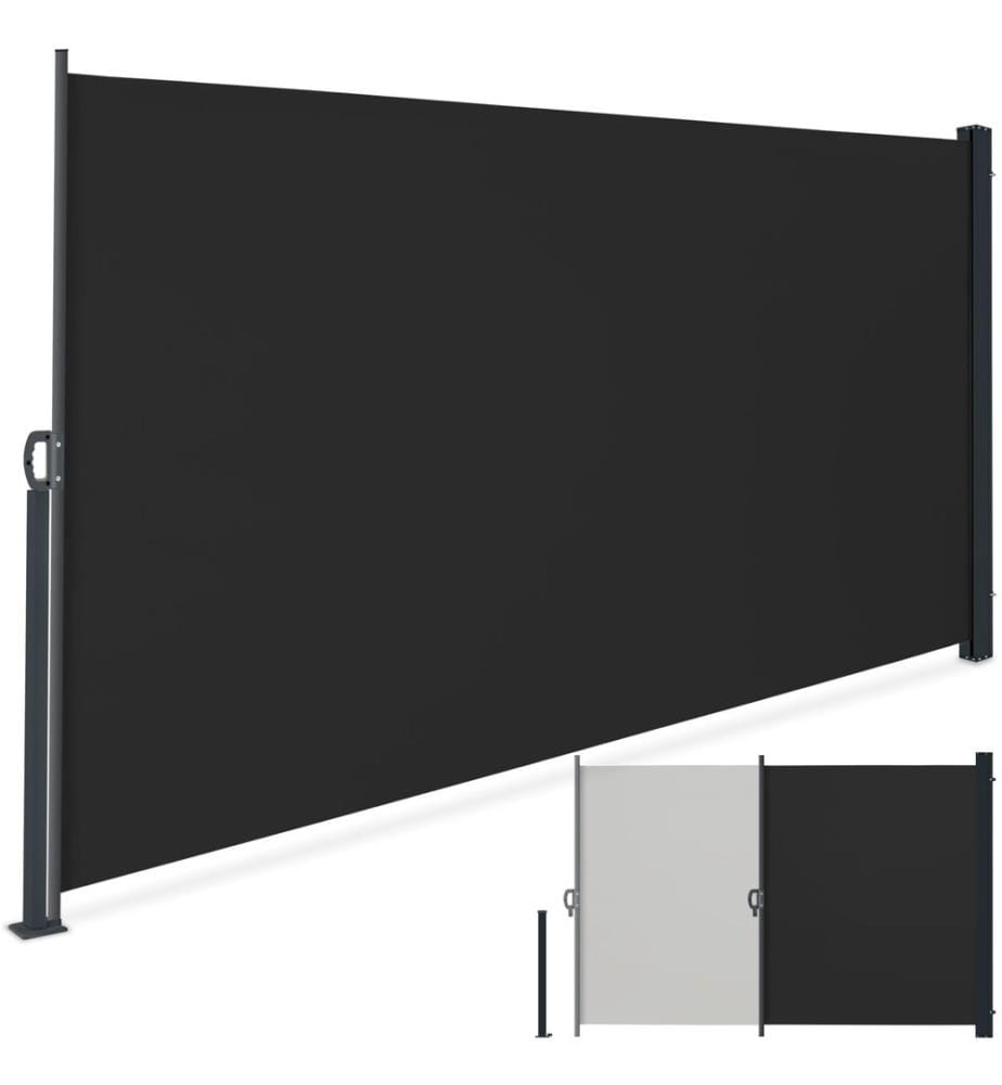 Auvent latéral extensible avec mécanisme d'enroulement, opaque - 300 x 180 cm, noir