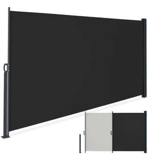 Auvent latéral extensible avec mécanisme d'enroulement, opaque - 300 x 180 cm, noir