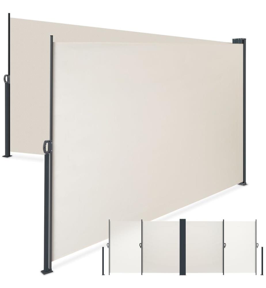 Ausziehbare Doppel-Seitenmarkise mit Aufrollmechanismus - 200 x 600 cm, beige