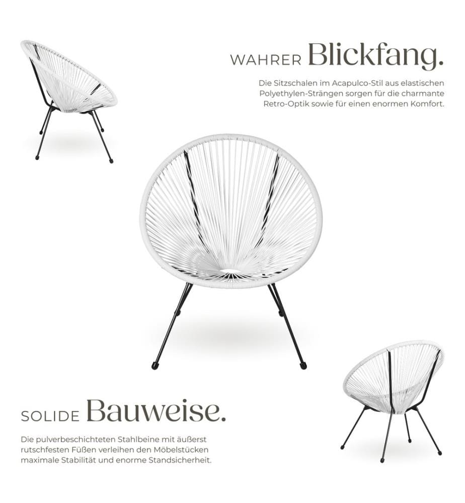 Lot de 2 chaises de jardin Santana - blanc