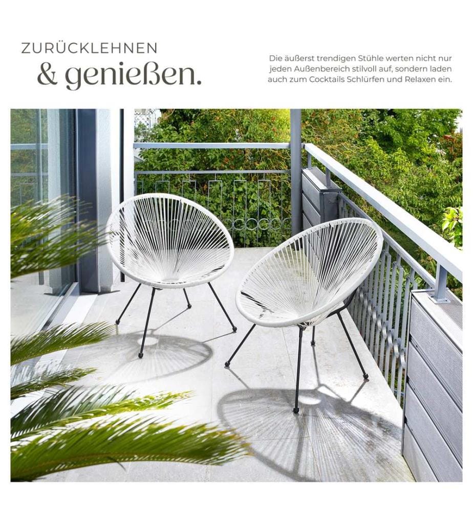 Lot de 2 chaises de jardin Santana - blanc