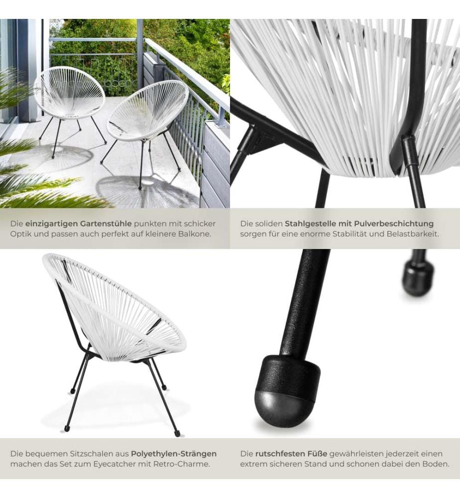 Lot de 2 chaises de jardin Santana - blanc