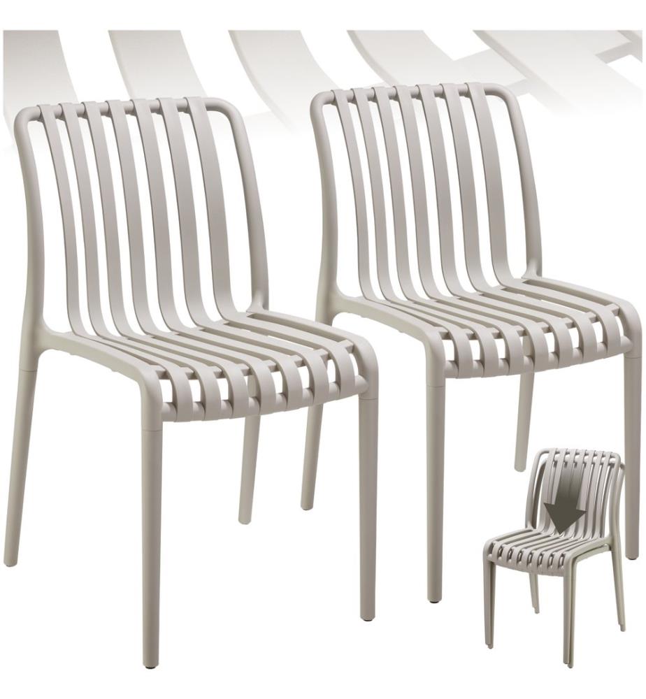 Chaises de jardin ALCUDIA résistantes aux intempéries et empilables - taupe, Lot de 2