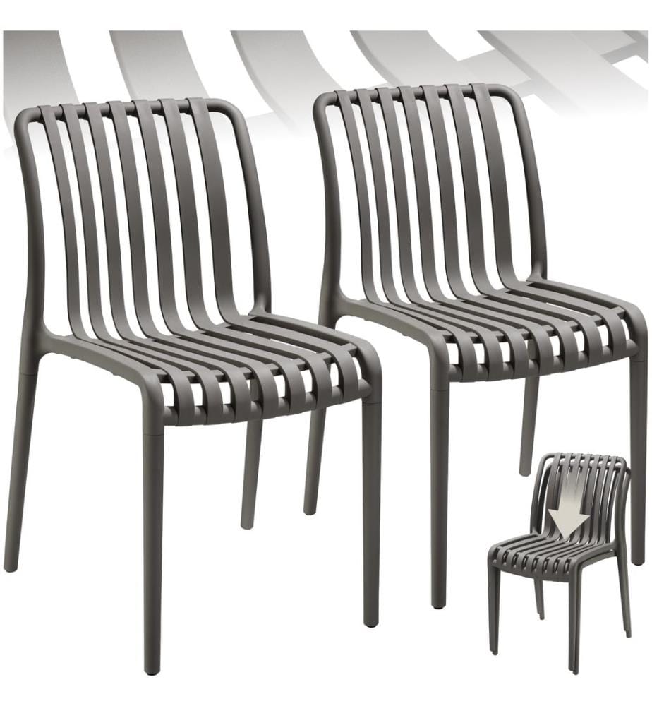 Chaises de jardin ALCUDIA résistantes aux intempéries et empilables - gris anthracite, Lot de 2