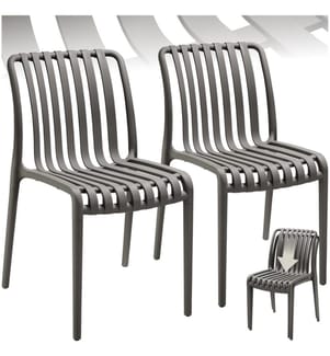 Chaises de jardin ALCUDIA résistantes aux intempéries et empilables - gris anthracite, Lot de 2