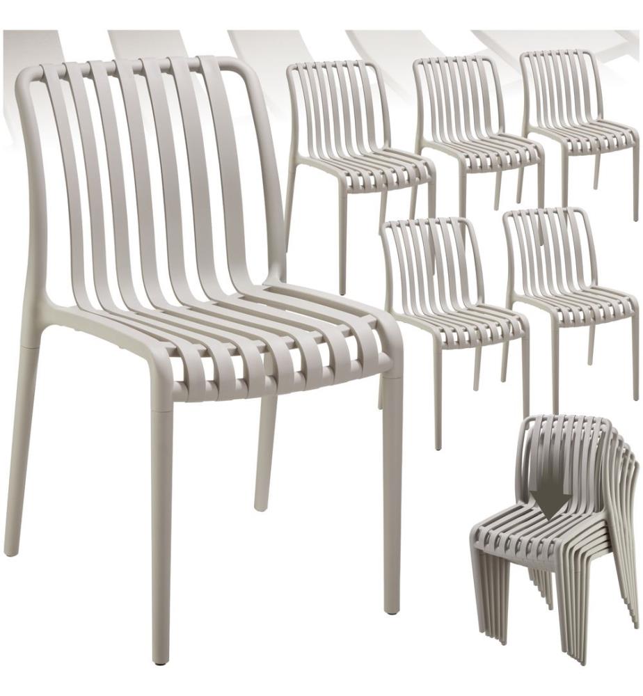 Chaises de jardin ALCUDIA résistantes aux intempéries et empilables - taupe, Lot de 6