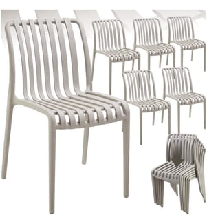Chaises de jardin ALCUDIA résistantes aux intempéries et empilables - taupe, Lot de 6