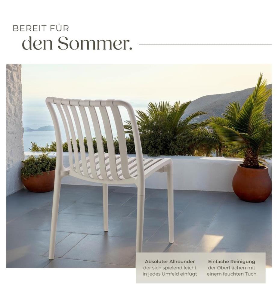 Chaises de jardin ALCUDIA résistantes aux intempéries et empilables - taupe, Lot de 6