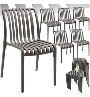 Chaises de jardin ALCUDIA résistantes aux intempéries et empilables - gris anthracite, Lot de 6