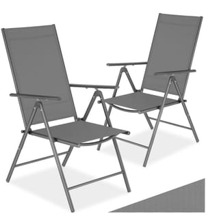 Chaises de jardin pliantes avec dossier réglable, en tissu maillé - gris anthracite, Lot de 2