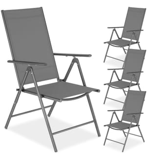 Chaises de jardin pliantes avec dossier réglable, en tissu maillé - gris anthracite, Lot de 4