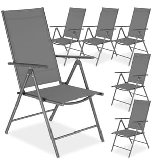 Chaises de jardin pliantes avec dossier réglable, en tissu maillé - gris anthracite, Lot de 6