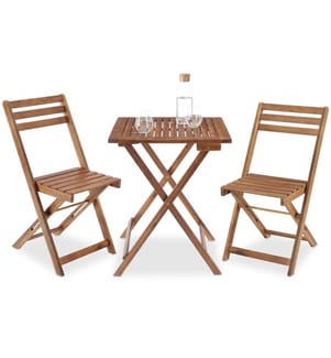 Ensemble de bistrot Sóller, pliable, pour 2 personnes, résistant aux intempéries - marron