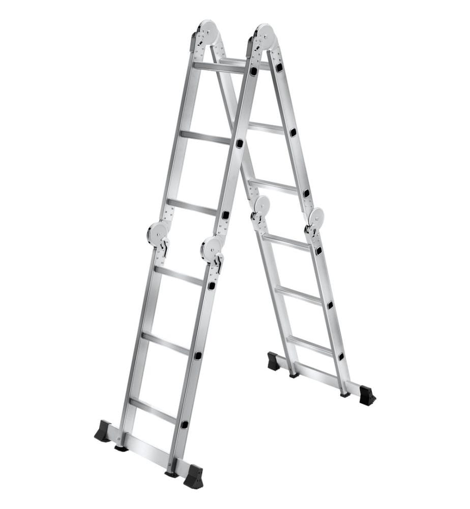Échelle polyvalente à 12 échelons, 6-en-1, pliable, antidérapante - argent