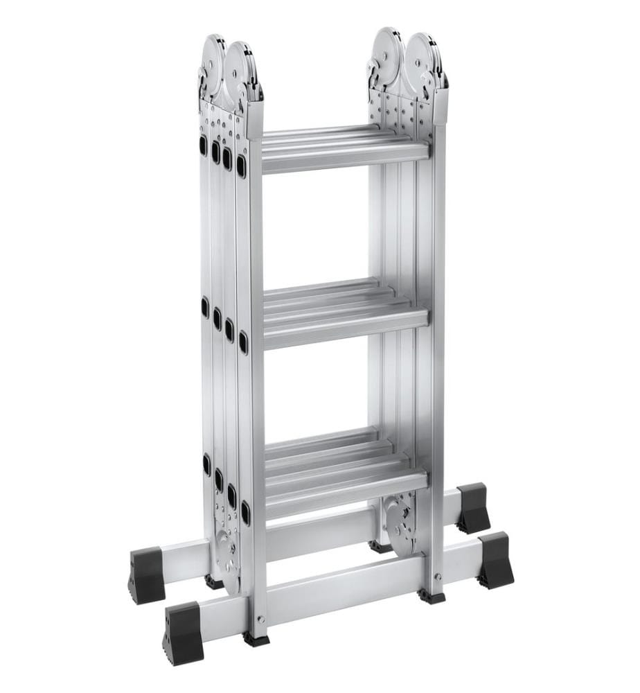 Échelle polyvalente à 12 échelons, 6-en-1, pliable, antidérapante - argent