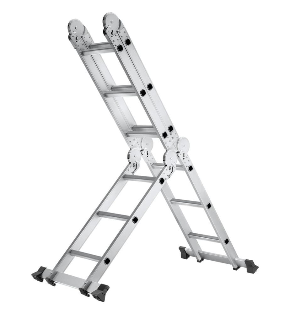 Échelle polyvalente à 12 échelons, 6-en-1, pliable, antidérapante - argent