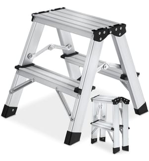 Escabeau double face en aluminium, pliable, antidérapant - 2 x 2 étages