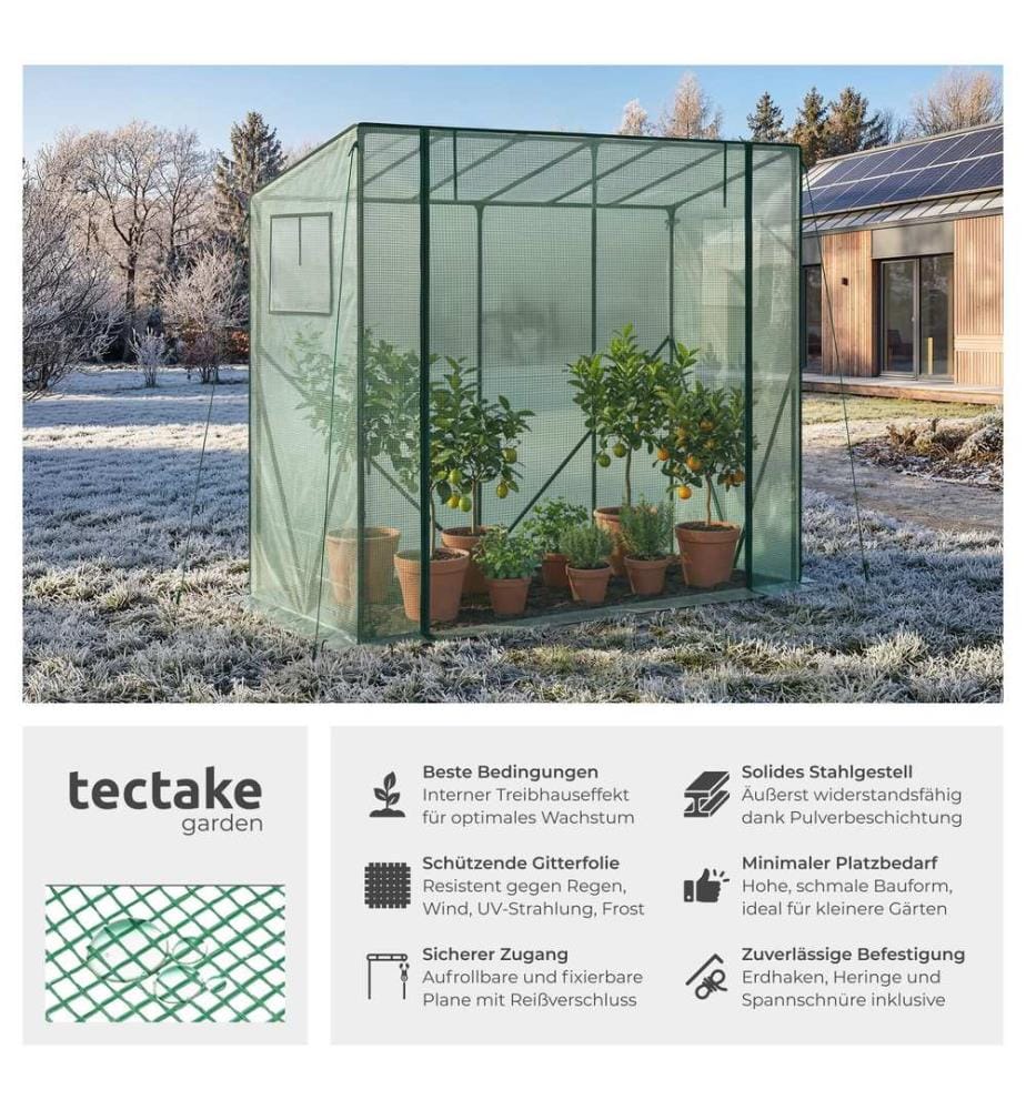 Serre en plastique Anton 200 x 77 x 170 cm, résistante aux intempéries - vert