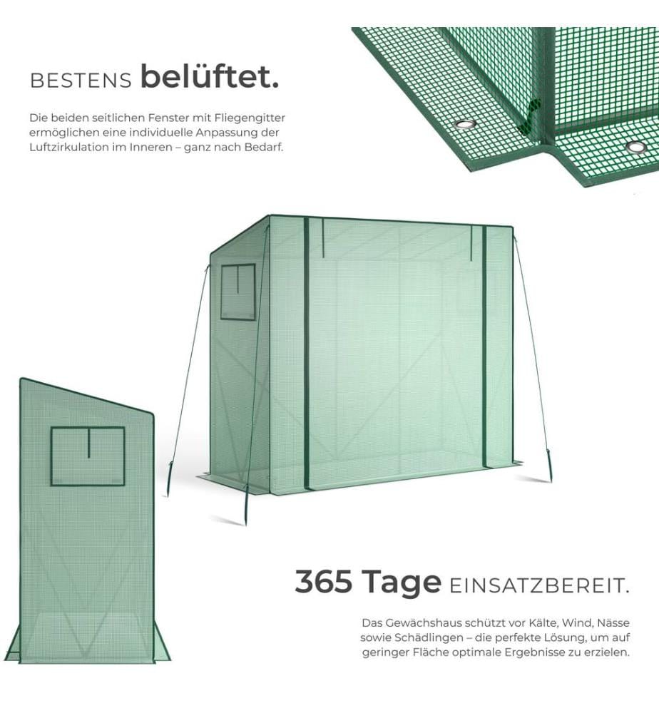 Serre en plastique Anton 200 x 77 x 170 cm, résistante aux intempéries - vert