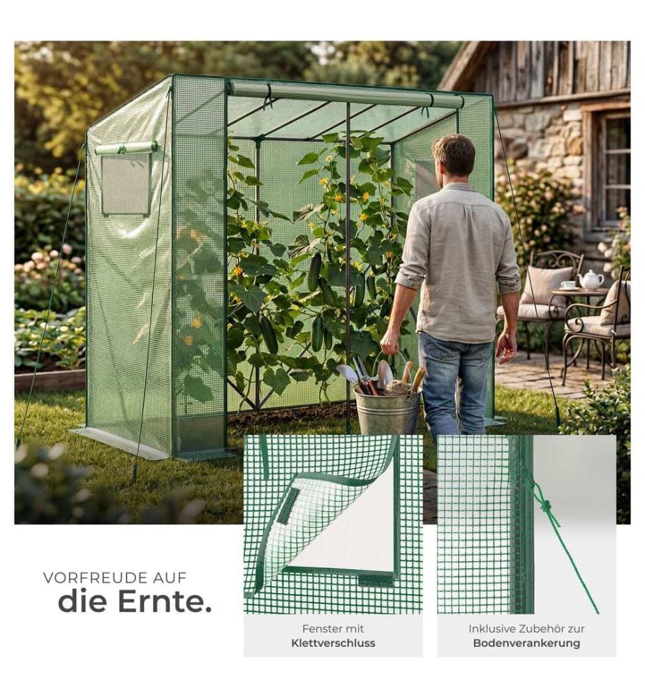 Serre en plastique Anton 200 x 77 x 170 cm, résistante aux intempéries - vert