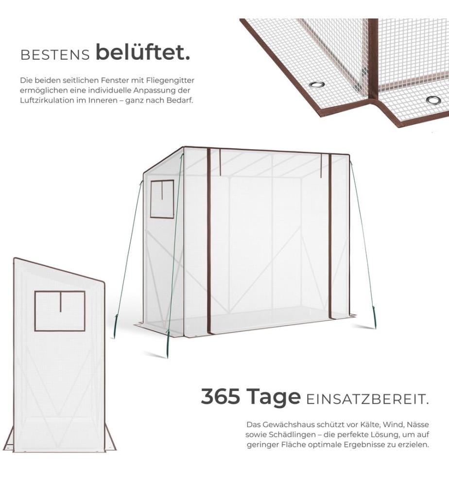 Serre en plastique Anton 200 x 77 x 170 cm, résistante aux intempéries - blanc transparent