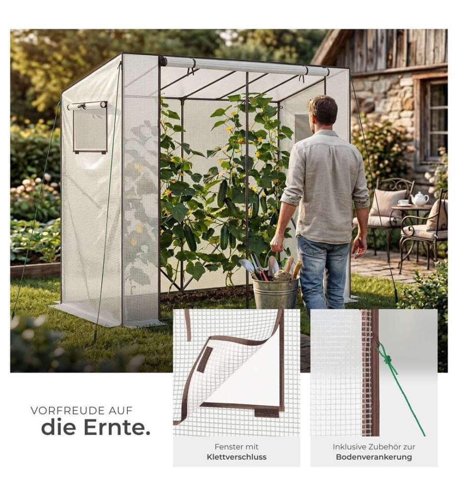 Serre en plastique Anton 200 x 77 x 170 cm, résistante aux intempéries - blanc transparent