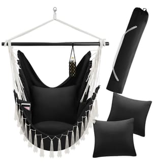 Fauteuil suspendu Malika, style boho, capacité de charge 150 kg - noir