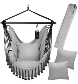 Fauteuil suspendu Malika, style boho, capacité de charge 150 kg - gris