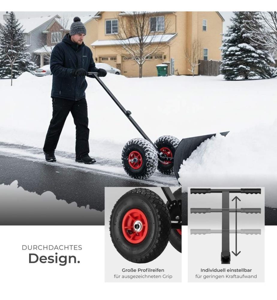 Schneeschaufel Muttler, ergonomisch, Luftreifen mit Profil - schwarzsilber
