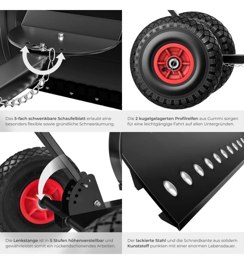 Schneeschaufel Muttler, ergonomisch, Luftreifen mit Profil - schwarzsilber