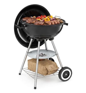 Barbecue sphérique à 2 roues, Ø 41,5 cm, cendrier amovible - noirgris