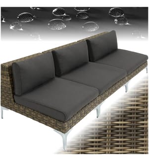 Ensemble modulaire en rotin Villanova Aluminium, lot de 4 canapés 3 places - gris anthracite chiné
