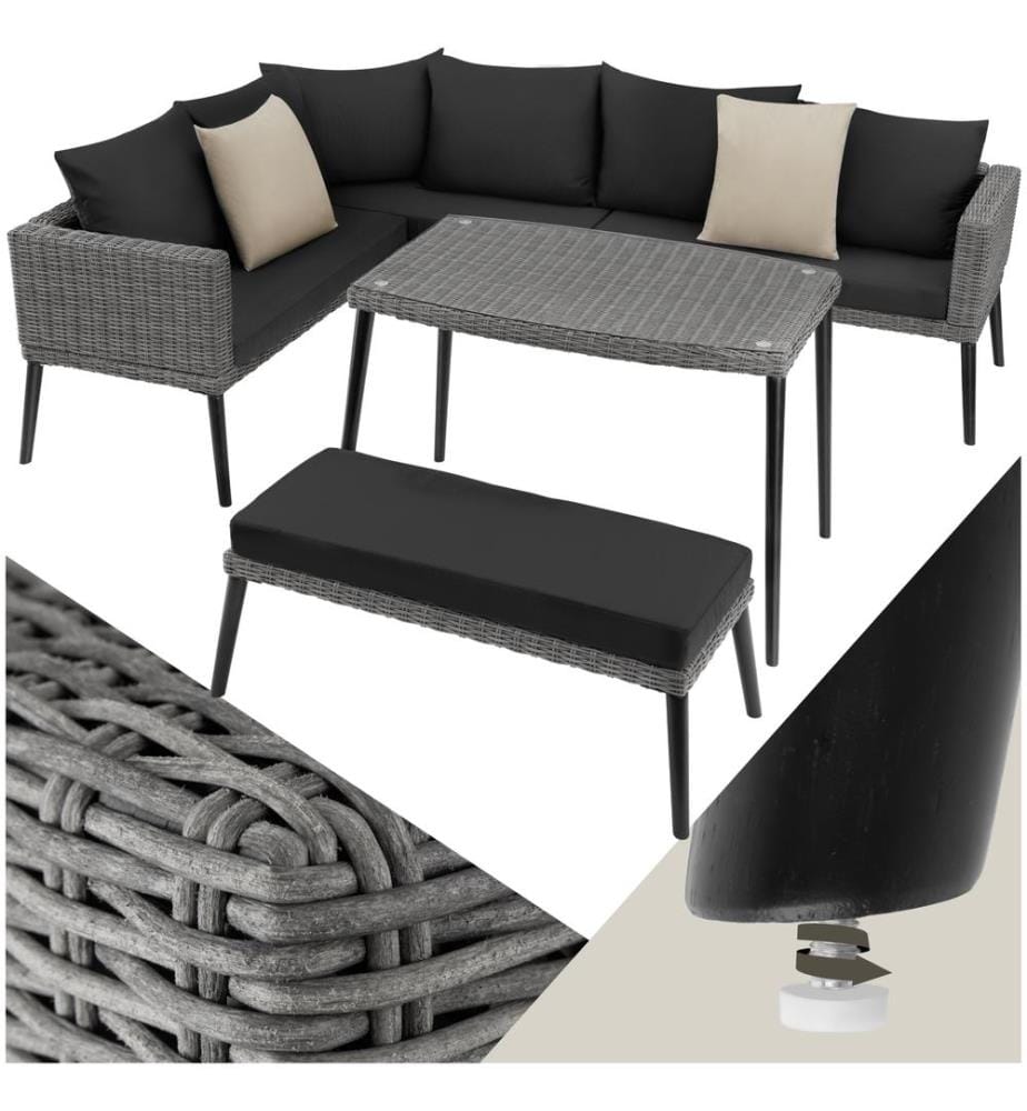 Salon en rotin avec structure en aluminium Pula - gris