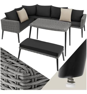 Salon en rotin avec structure en aluminium Pula - gris