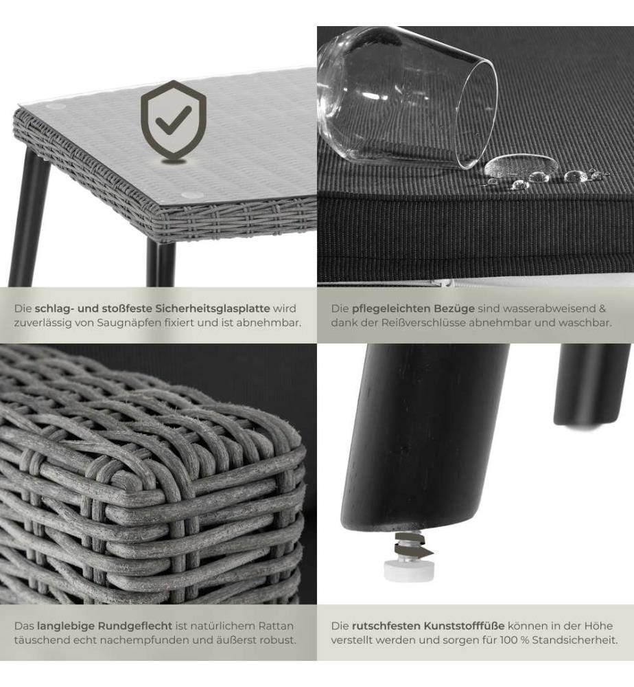 Salon en rotin avec structure en aluminium Pula - gris