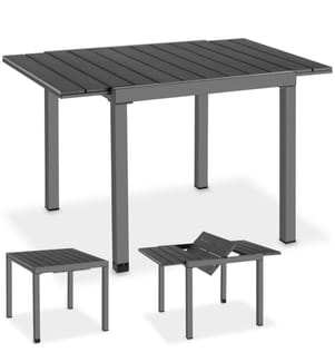 Table de jardin INCA en aluminium, extensible, aspect bois - noir